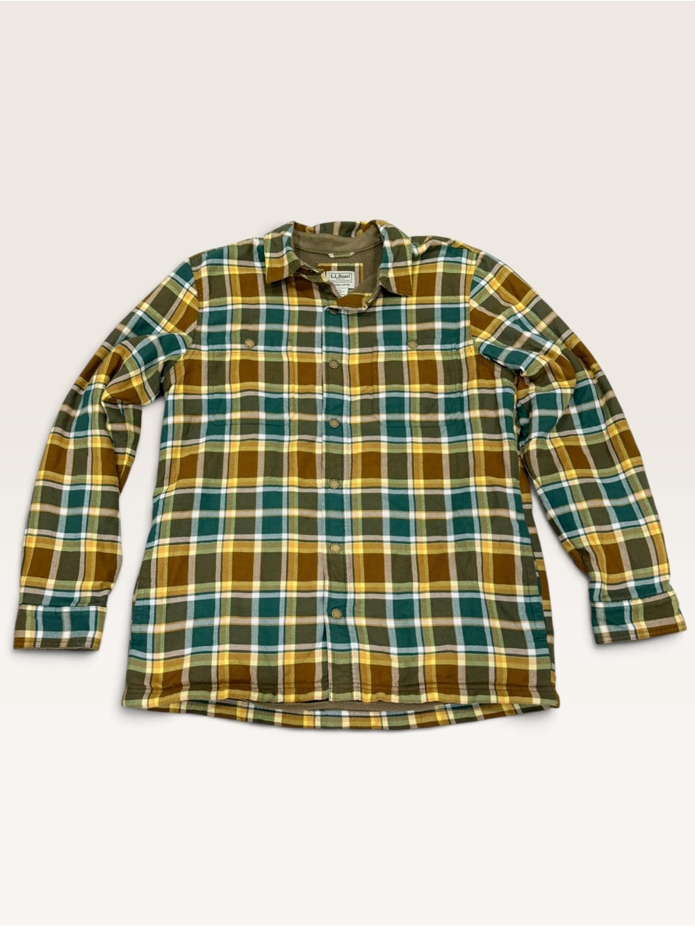 LL Bean Men's Medium Fleece Lined Flannel Shirt Traditional Fit Allspice NWT - Picture 8 of 14